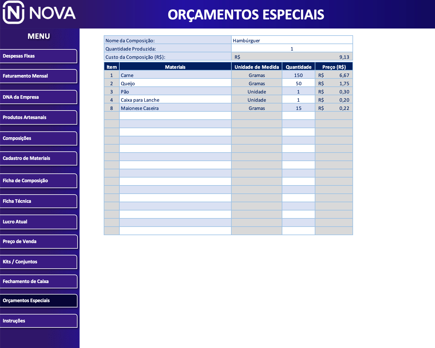 Orçamentos Especiais — PrecificaPro